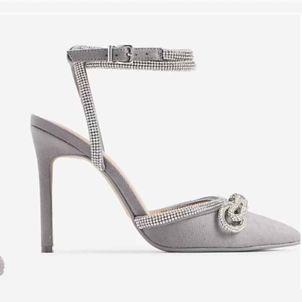 EXPRESS Rhinestone Formal Embellished Bow Pumps in Mountain Gray  Size 9